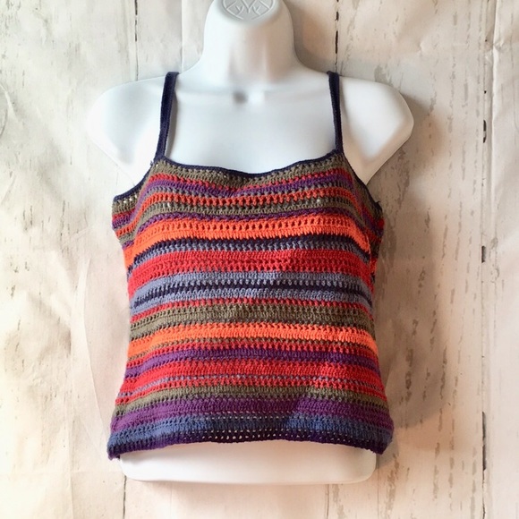 Ralph Lauren Rainbow Hand Knit Crop Tank Fetival